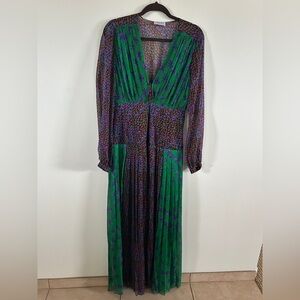 Raquel Diniz Elegant Green and Purple Women's Dress medium